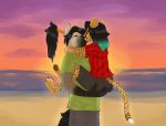  anthro bubblegumboi cheetah duo equid equine felid feline fizi hair hi_res horse hug long_hair male male/male mammal suverenniy 