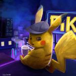  1:1 2020 ambiguous_gender beverage building city clothing coffee cup detective_pikachu dipstick_ears fur hat hat_only headgear headgear_only headwear headwear_only hi_res looking_at_viewer mostly_nude multicolored_ears night nintendo open_mouth pikachu pok&eacute;mon pok&eacute;mon_(species) semi-anthro signature sitting solo takatmadisney video_games yellow_body yellow_fur 