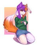  anthro big_breasts bovid breasts canid canine caprine clothing female fox goat hybrid mammal pinup pose scratch solo tr.anonymous.h 