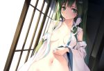  breasts erect_nipples green_eyes green_hair ke-ta kochiya_sanae navel scan touhou 