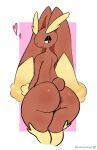 anthro anus big_butt big_ears brown_body brown_fur bustingmangos butt eyelids eyeshadow female fur generation_4_pokemon genitals half-closed_eyes hi_res lagomorph long_ears lopunny makeup mammal narrowed_eyes nintendo pokemon pokemon_(species) presenting presenting_hindquarters pussy short_tail smile solo standing tail thick_thighs wide_hips