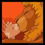 1:1 animated digital_media_(artwork) duo endymion_(endymionwr) felid french_kissing interspecies kissing lagomorph leporid lion low_res male male/male mammal mane misterkittens pantherine pixel_(artwork) pixel_animation rabbit