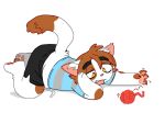  4:3 anthro domestic_cat felid feline felis male mammal paperclip_(artist) playing roger_mello slightly_chubby solo turkish_van yarn yarn_ball 
