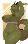  absurd_res anthro bandage big_breasts blush breasts curvy_figure dragon female genitals green_body harnny hi_res huge_breasts nipples nude pussy scalie scar solo thick_thighs voluptuous 