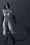 absurd_res anthro black_hair breasts chimera claws digitigrade dontjudgemeimlonely female fur fur_markings hair hi_res humanoid long_hair long_tail lou_(dontjudgemeimlonely markings medium_breasts ponytail shoulder_tuft solo tail tattoo tuft white_body white_fur