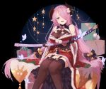  christmas cleavage granblue_fantasy horns narumeia_(granblue_fantasy) pointy_ears saliu stockings sword thighhighs 