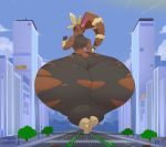  2020 absurd_res anthro big_butt building butt city clothing commoddity female fur hi_res huge_butt hyper hyper_butt looking_back lopunny macro nintendo open_mouth overweight overweight_anthro overweight_female pok&eacute;mon pok&eacute;mon_(species) solo street thick_thighs torn_clothing video_games wardrobe_malfunction 