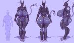 anthro anthrofied areola big_breasts black_areola blade_wolf breasts bubble_butt butt claws crossgender digitigrade female front_view glistening glistening_body hi_res konami machine metal_gear model_sheet multiple_angles prehensile_tail rear_view robot saidra shadow side_view simple_background size_difference standing tagme tail toe_claws