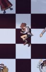  2boys 3girls absurdres bike_shorts brown_hair checkered checkered_floor chloe_ironside ciconia_no_naku_koro_ni dress fetal_position flower from_above hair_flower hair_ornament head_out_of_frame highres jayden_(ciconia) liu_lingji long_skirt long_sleeves lovepoints lying mitake_miyao multiple_boys multiple_girls red_hair rethabile_eenentwintig_africacommonwealthrealm shoes skirt socks 