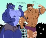  2020 abs anthro armband barazoku biceps big_biceps big_muscles big_pecs black_hair blue_body blue_nipples blue_scales blush brown_hair bulge camera_flash clothing dialogue dragon duo equid equine flexing hair horn horse male mammal muscular muscular_anthro muscular_male navel nipples paparazzi pecs pink_nipples pouring reptile scales scalie simple_background spots spotted_body standing sxfpantera tan_body thick_thighs underwear water water_bottle wet 