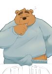 0ottotto0 2024 absurd_res anthro balls_outline bear black_nose brown_body brown_fur brush brushing brushing_teeth bulge clothing detailed_bulge erection eyes_closed fur genital_outline hi_res kemono male mammal morning_wood overweight overweight_male pajamas penis_outline solo tired