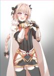  1boy armor armored_dress astolfo_(fate) black_bow black_dress black_legwear bow braid cloak dress fang fate/apocrypha fate/grand_order fate_(series) fur-trimmed_cloak fur_trim gauntlets gorget hair_bow hair_intakes happy heart heart-shaped_pupils heart_hands highres long_braid long_hair long_sleeves male_focus multicolored_hair open_mouth otoko_no_ko pharamacom pink_hair puffy_sleeves purple_eyes single_braid solo streaked_hair symbol-shaped_pupils thighhighs white_cloak 