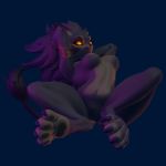  1:1 anthro belladonna_(trials_of_mana) blender_(software) bracelet breasts butt catsockjus crossed_legs ear_piercing felid female floating glistening glistening_eyes hi_res jewelry looking_at_viewer mammal nails necklace nude orange_eyes paws piercing purple_body solo trials_of_mana 