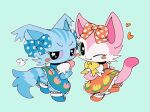 763_san_(artist) accessory anthro beatcats chelsea_(beatcats) clothed clothing domestic_cat dress duo felid feline felis female hair_accessory hair_ribbon heart_symbol hi_res mammal mia_(beatcats) ribbons sanrio sega sega_toys tail