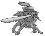  alpha_channel ambiguous_gender clothing eeveelution feral hat headgear headwear hi_res jolteon melee_weapon monochrome nintendo pok&eacute;mon pok&eacute;mon_(species) rapier solo sword theskeleton video_games weapon 