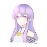  1girl bare_shoulders circlet dress fire_emblem fire_emblem:_genealogy_of_the_holy_war highres julia_(fire_emblem) long_hair purple_eyes purple_hair simple_background smile solo wintse 