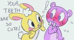  beaver blush cuddles_(htf) duo female happy_tree_friends hi_res lagomorph leporid male mammal rabbit rodent semi-anthro simple_background text toothy_(htf) white_background zonkeyshow 