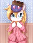 &lt;3 /mlp/ absurd_res an-m aryanne aryanne_(character) blonde_hair blue_eyes box clothing cookie earth_pony eating equid equine fan_character fangs female food hair hasbro hi_res horse mammal my_little_pony pajamas pony semi-anthro solo star_trek tribble 