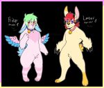 animal_humanoid bell bell_collar blush bovid caprine collar crotch_fur fingers floppy_ears fluffy green_hair hair hooved_fingers hooves horn humanoid hybrid intersex lagomorph lagomorph_humanoid leporid leporid_humanoid lop_ears male maleherm mammal mammal_humanoid markings model_sheet paws pink_body puppetmaster13uwu purple_eyes rabbit rabbit_ears rabbit_humanoid rambit red_eyes red_hair scut_tail sheep short_tail shy skvader spread_wings striped_markings stripes tail wings yellow_body