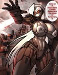  1girl abs absurdres breasts commentary hado_(zzzhadozzz) helldivers_(series) highres large_breasts long_hair robot robot_girl thick_thighs thighs white_hair 