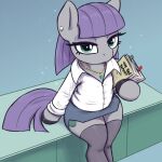 1:1 absurd_res bottomwear clothed clothing equid equine eyelashes female friendship_is_magic hair hasbro hi_res holding_object hooves looking_at_viewer mammal maud_pie_(mlp) my_little_pony pupils semi-anthro skirt solo t72b thick_thighs