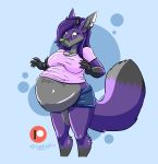  absurd_res anthro belly big_belly canid clothing female hi_res mammal pregnant shirt topwear 