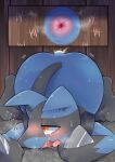 2021 ambiguous_gender anthro anus ass_up black_tail black_text blue_body blue_butt blue_ears blue_fur blush bodily_fluids butt detailed_background drooling fur generation_4_pokemon glory_hole heart_eyes heart_symbol hi_res japanese_text lucario lying mommomma114 nintendo on_front pink_anus pink_tongue pokemon pokemon_(species) saliva solo sweat tail tally_marks tears text tongue
