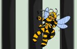  anthro arthropod bee black_body black_fur bodily_fluids breasts claws dialogue dialogue_box eyes_closed female fluffy fluffy_tail flying fur hijackerdraws_(artist) hymenopteran insect multi_arm multi_limb multicolored_body multicolored_fur non-mammal_breasts open_mouth pillarbox simple_background solo tears two_tone_body two_tone_fur wings yellow_body yellow_fur 