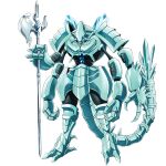  armor blue_eyes cocytus_(overlord) extra_arms full_armor halberd holding holding_weapon no_humans official_art overlord_(maruyama) pauldrons polearm shoulder_armor solo standing tail weapon 