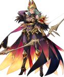 1girl arm_behind_head arm_up armor armored_boots bare_shoulders bodysuit boots bow_(weapon) breasts cleavage closed_mouth clothing_cutout covered_navel dark_skin earrings feather_trim fire fire_emblem fire_emblem_heroes flaming_eye full_body gloves gold_trim gradient gradient_clothes gradient_hair green_eyes hat high_heels highres holding holding_weapon jewelry laegjarn_(fire_emblem) large_breasts lips long_hair looking_at_viewer multicolored_hair official_art orange_hair p-nekor pantyhose pelvic_curtain purple_bodysuit red_eyes shiny shiny_clothes shoulder_armor sleeveless solo standing transparent_background two-tone_hair weapon 