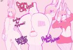 absurd_res caged chain chained chastity_cage chastity_device girly group hair hi_res humanoid isi lagomorph leporid male male/male mammal nipple_piercing nipples piercing pink_body pink_hair pink_nipples rabbit trio