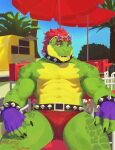 abs alligator alligatorid animal_humanoid anthro belt bracelet claws clothing collar crocodile crocodilian crocodylid eyewear five_nights_at_freddy&#039;s five_nights_at_freddy&#039;s:_security_breach green_body green_skin hair hi_res humanoid jewelry male male/male montgomery_gator muscular muscular_male open_mouth pecs red8ean red_eyes red_hair reptile reptile_humanoid scalie scalie_humanoid scottgames smile solo spiked_bracelet spiked_collar spikes steel_wool_studios sunglasses teeth underwear