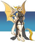 anthro black_sclera breasts claws clothing dragon dress female hair hi_res horn horn_jewelry horn_ring jewelry mocha-wing mythological_creature mythological_scalie mythology ring_(jewelry) scales scalie simple_background solo tail tail_tuft tuft wings