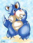  anthro big_breasts blush breast_grab breasts chubby female lactating lobs milk nidoqueen nintendo nipples pok&#233;mon pok&#233;morph pokemon solo video_games 