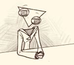 ambiguous_gender arm_on_table clothing english_description eyebrows floating_head for_a_head freckled_face freckles furniture gooseworx gooseworx_(character) half-closed_eyes hands_on_table hoodie humanoid narrowed_eyes object_head shape_heads sketch solo table topwear triangle_(shape)