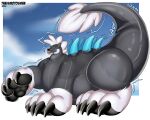  2022 absurd_res canid canine canis claws feral hi_res hybrid inflatable inflatable_toy inflated_belly inflation inflation_fetish inner_tube kaiju latex male mammal pawpads paws pool_toy solo thaismotosuwa wolf 