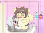  animated bathroom canid canine canis duo female male male/female mammal milkis2000 riding rodent sciurid tree_squirrel wolf 