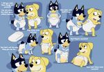  anthro australian_cattle_dog baltnwolf_(artist) bandit_heeler bird_dog blue_body blue_fur bluey_(series) bodily_fluids canid canine canis cattledog clean_diaper clothed clothing diaper diaper_fetish diaper_only digital_media_(artwork) domestic_dog duo english_text fur genital_fluids herding_dog hi_res hunting_dog labrador male male/male mammal multiple_images pastoral_dog pat_(bluey) retriever simple_background smile tail text topless urine wearing_diaper wet_diaper wetting 