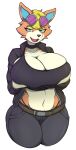 absurd_res alternative_fashion animal_crossing anthro audie_(animal_crossing) big_breasts blue_eyes bottomwear breasts canid canine canis clothing eyewear female glasses goth hi_res jacket mammal nintendo orange_body pants shirt solo topwear wolf zak_hitsuji