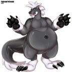  2022 absurd_res anthro canid canine canis claws hi_res hybrid inflatable inflatable_toy inflated_belly inflation inflation_fetish inner_tube kaiju latex male mammal pawpads paws pool_toy solo thaismotosuwa wolf 
