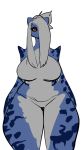  amphibian anthro big_breasts black_sclera breasts butt curvy_figure featureless_breasts featureless_crotch female frog hair hi_res huge_breasts long_hair looking_at_viewer non-mammal_breasts nude rtr simple_background solo thick_thighs voluptuous wide_hips 