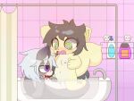  animated bathroom canid canine canis duo female male male/female mammal milkis2000 riding rodent sciurid tree_squirrel wolf 