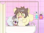 animated bathroom canid canine canis duo female male male/female mammal milkis2000 riding rodent sciurid tree_squirrel wolf