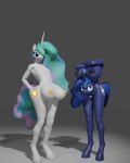  absurd_res anthro big_breasts black_nipples blue_body blue_hair blue_skin breasts crossed_arms crotch_breasts crotch_head duo equid equine female friendship_is_magic hair hand_on_hip hasbro hi_res horn huge_filesize jhonnytimber mammal multicolored_hair my_little_pony mythological_creature mythological_equine mythology nipples presenting presenting_breasts princess_celestia_(mlp) princess_luna_(mlp) transformation white_body white_skin winged_unicorn wings yellow_nipples 