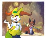  alpha_channel anthro asurakitsune braixen braixen_vesta_(kitsunekotaro) duo kitsunekotaro male nickit nintendo pok&eacute;mon pok&eacute;mon_(species) video_games 