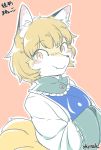  alternate_species anthro blonde_hair blush blush_stickers breasts bust_portrait canid canine cheek_tuft clothed clothing countershading cute_fangs dipstick_ears dress facial_tuft female fluffy fox fully_clothed fur furrification hair hi_res inner_ear_fluff kemono looking_at_viewer mammal monotone_hair multi_tail multicolored_body multicolored_ears multicolored_fur orange_background portrait pupils ran_yakumo short_hair simple_background slit_pupils smile solo tabard touhou tuft two_tone_body two_tone_fur video_games white_body white_clothing white_countershading white_dress white_fur yellow_body yellow_eyes yellow_fur yukaran_nosuke 