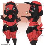  &lt;3 1:1 absurd_res animal_crossing anthro belt beverage big_breasts big_butt black_body black_fur blue_eyes blush bodily_fluids boots bottomwear breasts butt canid canine canis cherry_(animal_crossing) cleavage clothed clothing collar crop_top domestic_dog double_v_sign ear_piercing eyes_closed facemask female fishnet fishnet_legwear floppy_ears footwear front_view fur gesture half-closed_eyes hat headgear headwear hi_res holding_plate legwear looking_at_viewer mammal midriff motion_lines multicolored_body multicolored_fur multiple_poses narrowed_eyes navel navel_piercing nintendo nipple_outline pawpads piercing pose rear_view red_body red_fur shirt skirt solo spiked_collar spikes standing steam sweat tailwag tanuk_kun thick_thighs topwear two_tone_body two_tone_fur upskirt v_sign video_games 