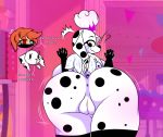  101_dalmatian_street 101_dalmatian_street_au 101_dalmatians anthro big_breasts big_butt breasts butt camilla_(101_dalmatians) canid canine canis crown dalmatian disney dolly_(101_dalmatians) domestic_dog duo female genitals kajizy male mammal pussy solo transformation 