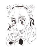  1girl bubble_tea chaika_trabant dress drinking hairband hitsugi_no_chaika lolita_hairband long_hair simple_background solo ueyama_michirou white_background 