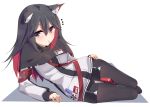  1girl animal_ears arknights black_legwear black_shorts capelet colored_inner_hair ddt_(darktrident) food hair_between_eyes jacket long_hair long_sleeves looking_at_viewer mouth_hold multicolored_hair notice_lines pantyhose pocky reclining short_shorts shorts simple_background solo texas_(arknights) white_background white_jacket wolf_ears 